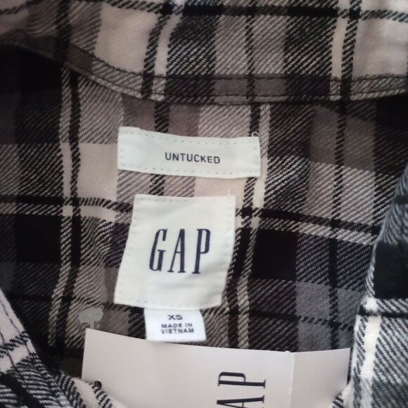 NWT Gap Black And White Plaid Shirt Women's Size XS - Picture 4 of 6